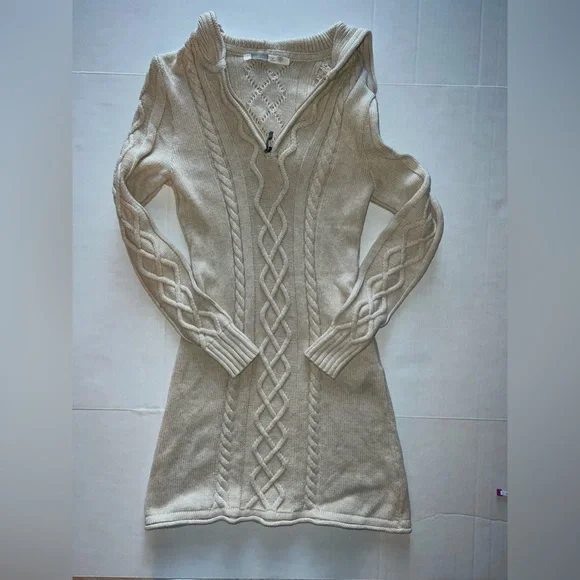 Athleta Dresses Athleta Hooded Cable Knit Sweater Dress With